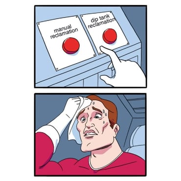 A comic strip featuring a red-shirted fellow. In one image there's two options to select, in the next image you see him stressing to select an option.
