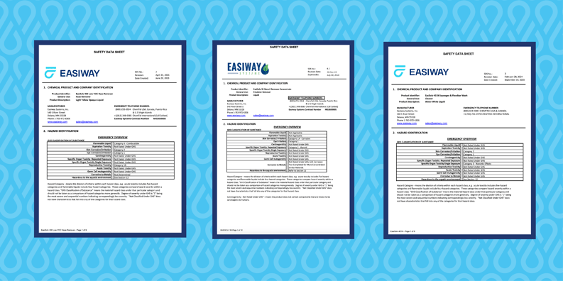 Easiway safety data sheets