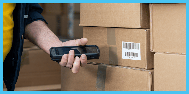 Phone scanning barcode on box