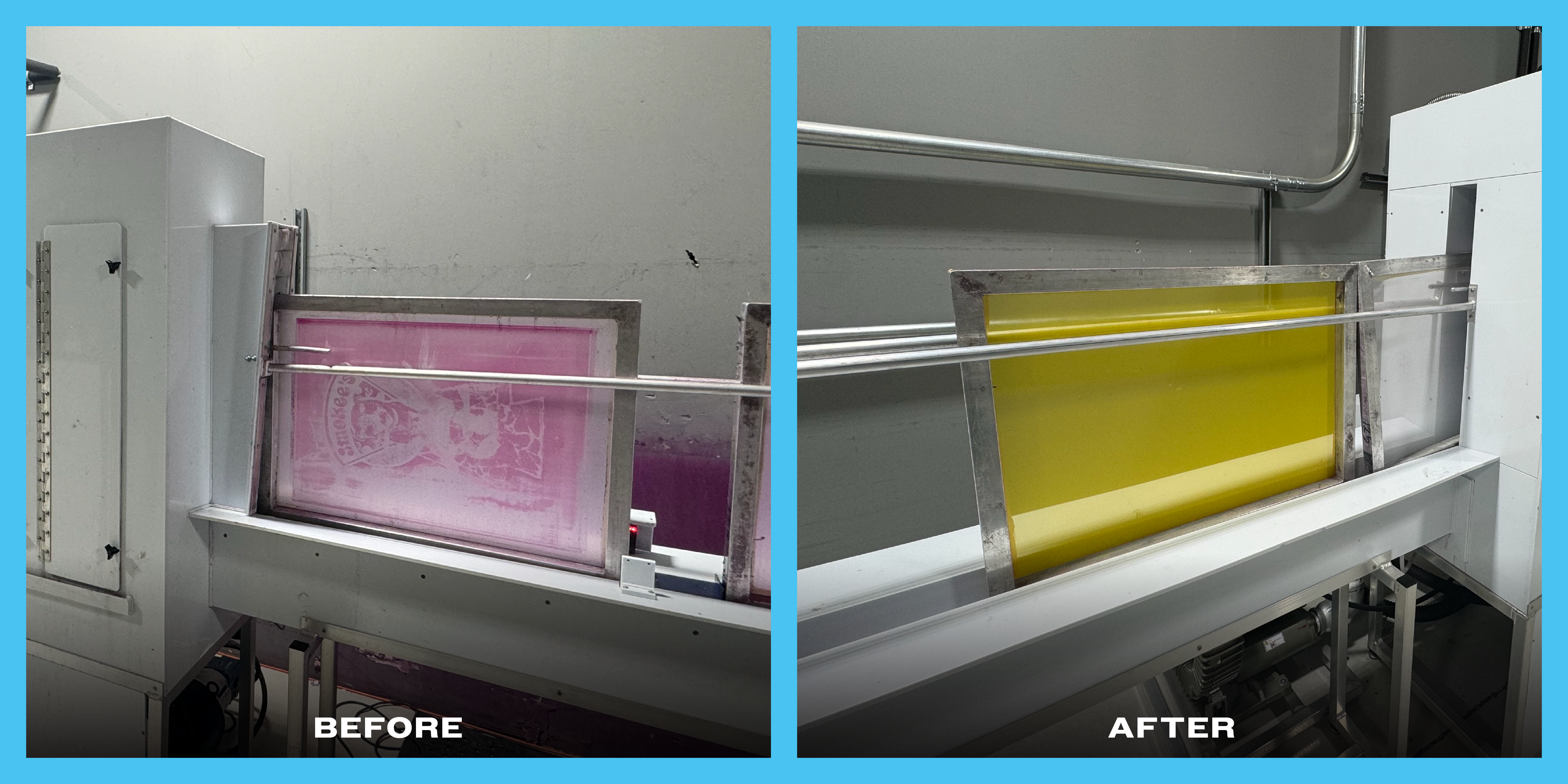 Clean reclaimed screen printing screen after automated wash
